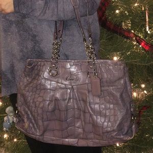 Coach Embossed Crocodile Satchel Handbag